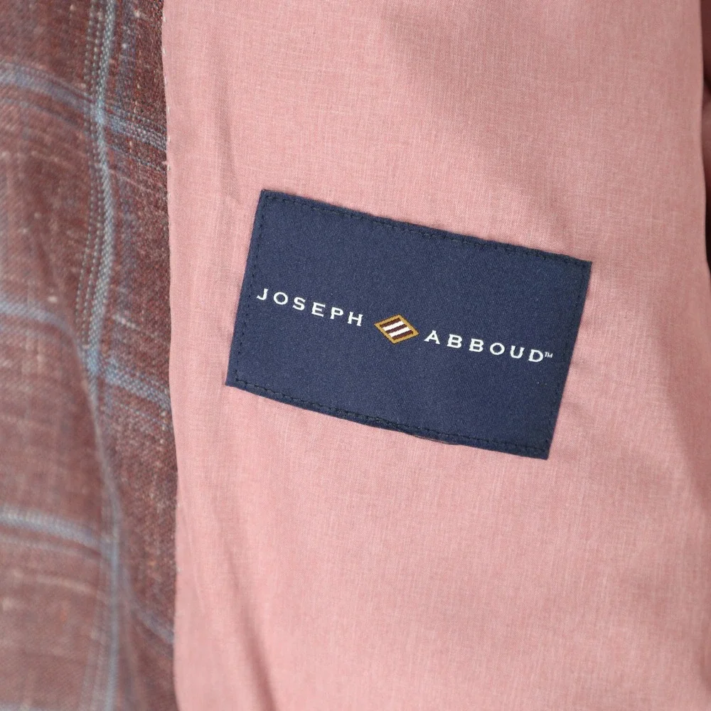 Joseph Abboud San Ildefonso Sport Coat Mens 40R Wool Silk Linen Windowpane Plaid